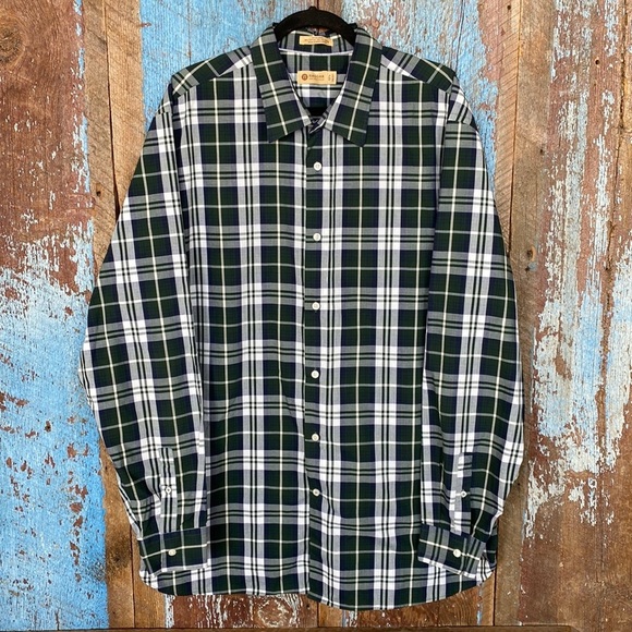 Haggar Green Plaid Long Sleeve Button Down Shirt - Picture 1 of 5